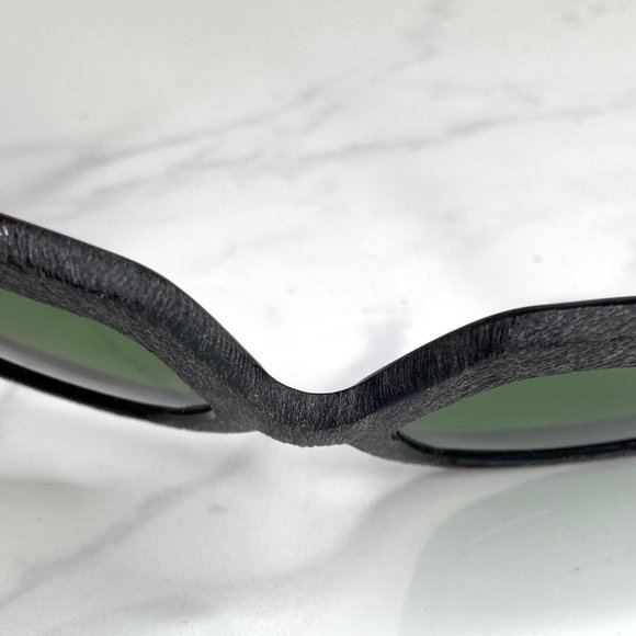 Retro 1960s Mid-Century Minarelli Italy Green/Gray Cat Eye Oversized Sunglasses